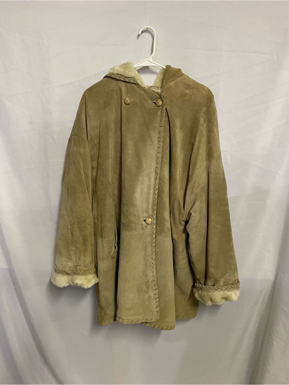 BB Dakota Pret A Porter Suede Hooded Coat - Taupe